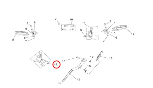 Light Bee Left Footpeg Mounting Bracket
